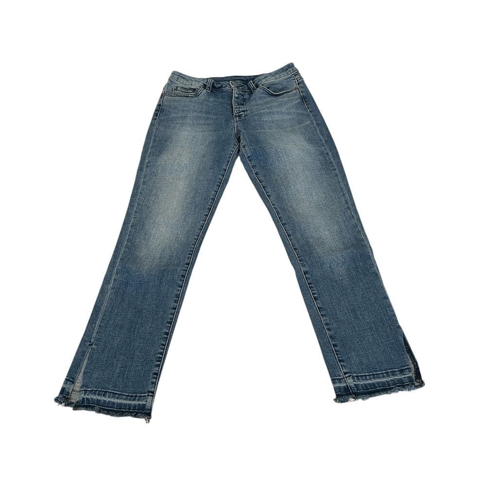 Vince Camuto sz27/4 raw hem with slit slightly distressed straight leg jeans EUC